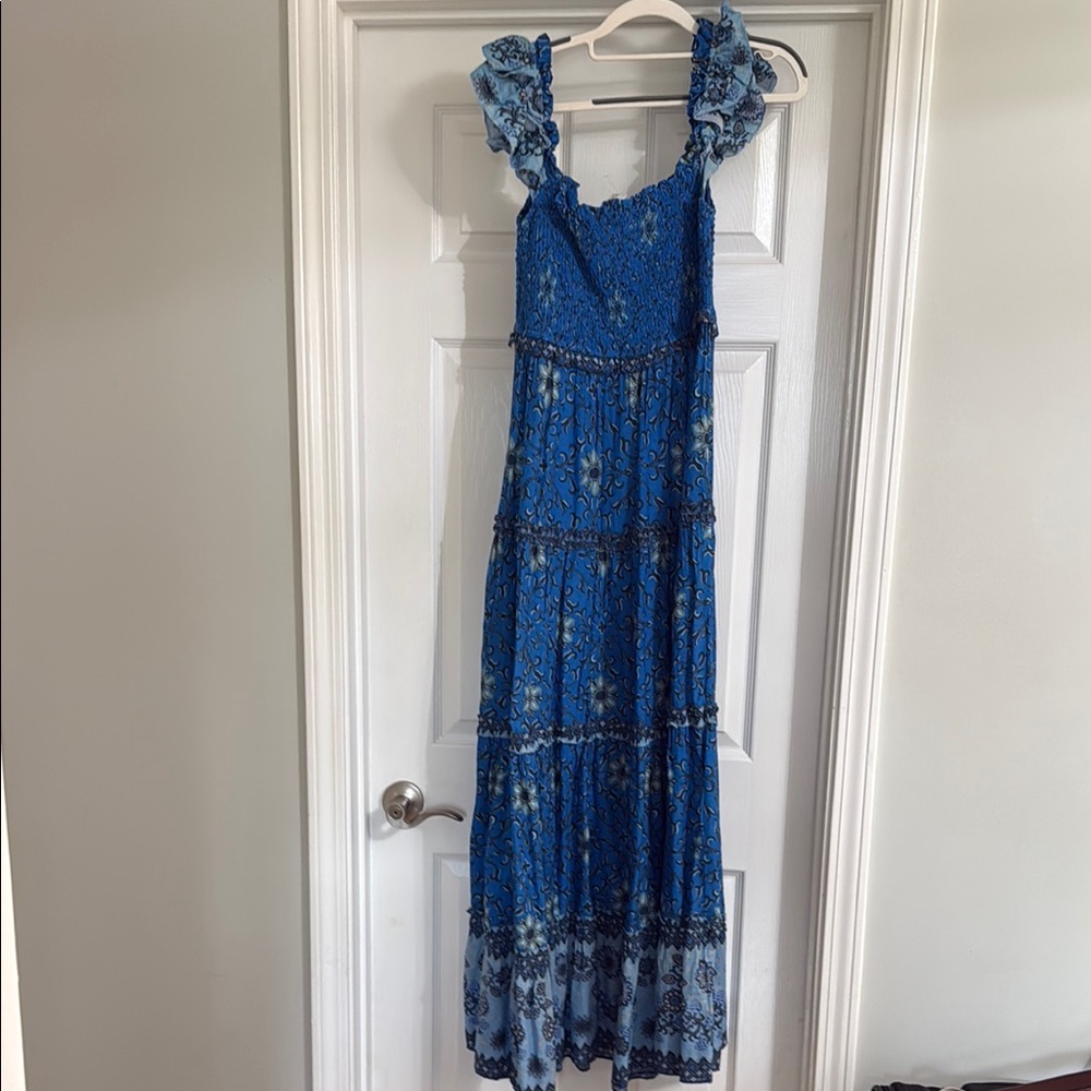 Blue Ruffled Tiered Sundress